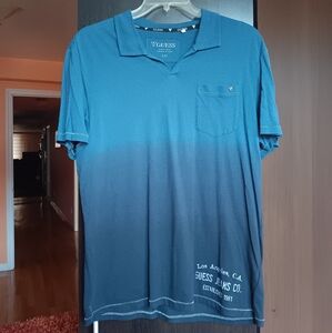 Guess Men's Blue Ombre Polo Shirt